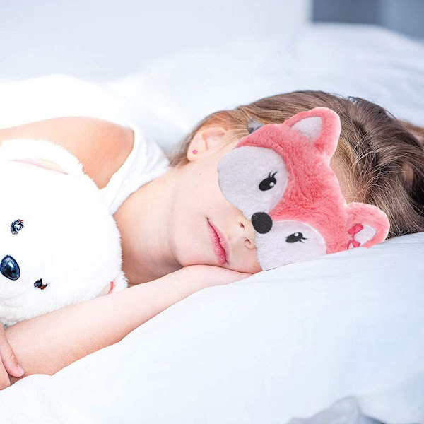 2-pack söta djur sovmask för flickor söt tecknad räv älg mjuk