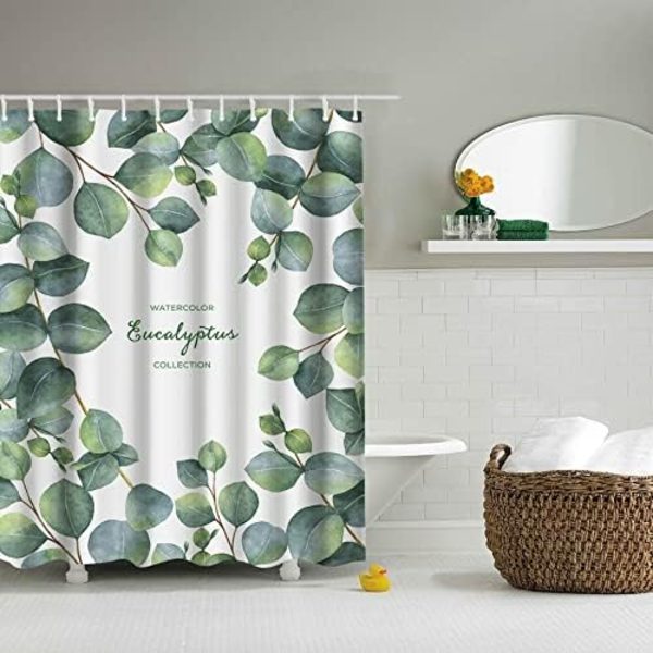 Eukalyptus Blad Bruseforhængsfor - Botanisk Tema Stof til
