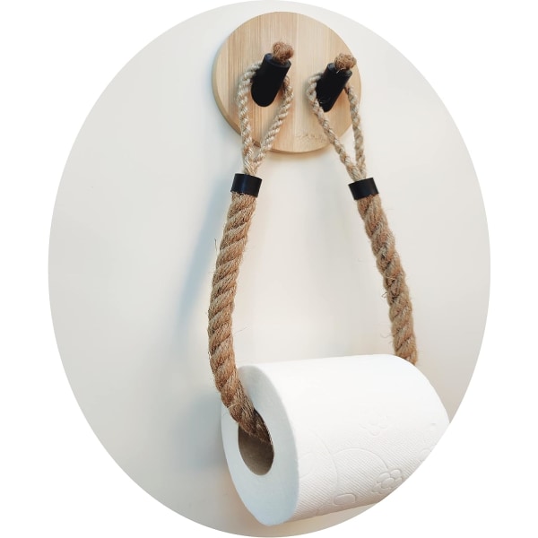 WC-paperitelineen köysiseinäteline [hamppu+bambuköysi] WC-paperiteline