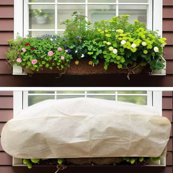 Vinterplanteovertræk, 150 * 45 * 40cm, Pakke med 4 Økologiske Planteovertræk, Vinterplanteovertræk med Snøretræk, Blomsterpose, Frostbeskyttelse