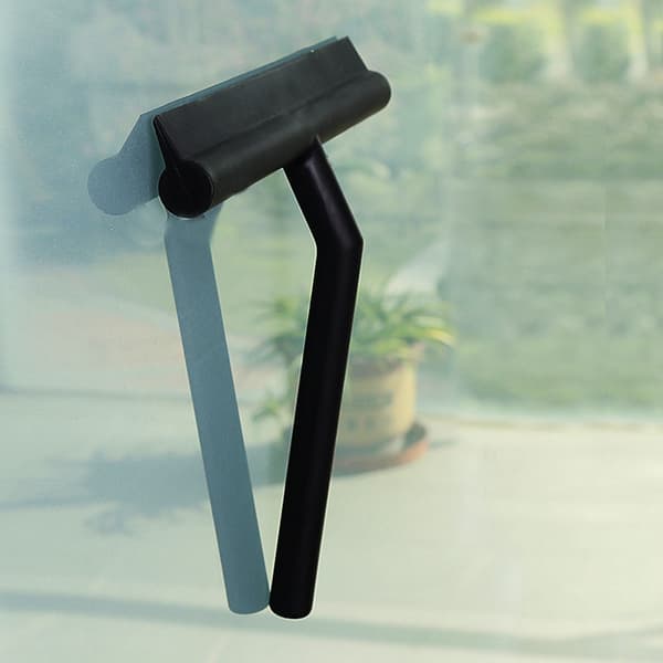 Bruse Squeegee med Silikonholder Rustfrit Stål Kerne Squeegee til Badeværelse Glasvindue Bilvindue - Sort
