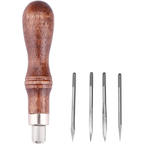 4 in 1 puinen kahva nahka ompelu neula ompelu DIY nahkatyöt H