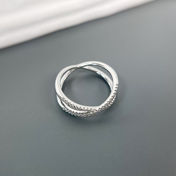2 sarjaa 14K kullattua X-rengasta simuloitu timantti CZ Criss Cross -rengas naisille, koko 5