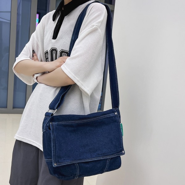 Denim crossbody bag female new simple girls shoulder bag large capacity student