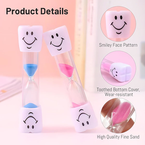 Timeglas 2 stk., Smiley Timeglas Sandur 3 minutter