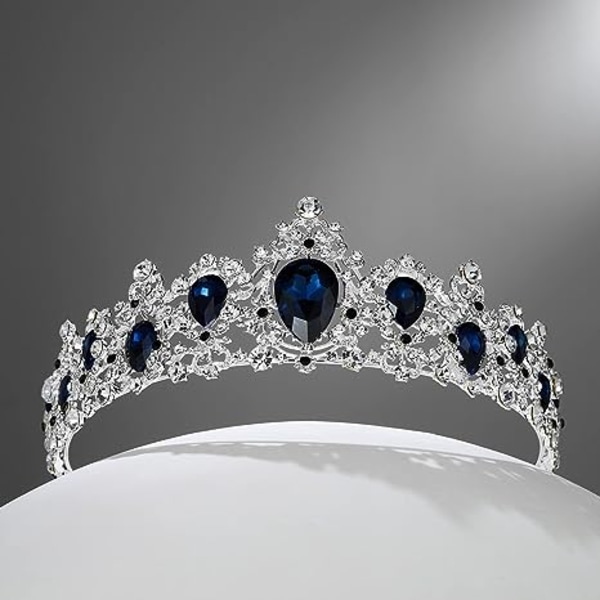 Diadème en cristal pour femme, couronne de mariage bleue pour les