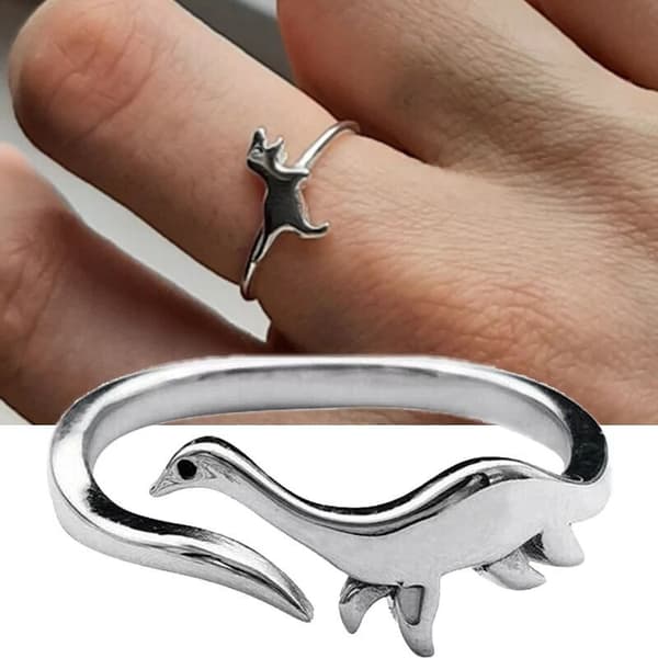 Dinosaurring Antikk Sølv Giraff