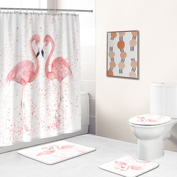 Pink Flamingo Bruseforhæng 3D Digital Tryk Vandtæt Bruseforhæng