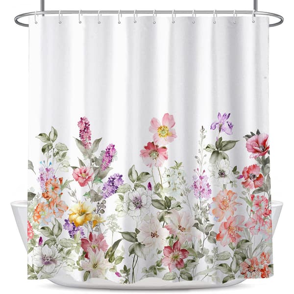 1 stk vakker blomsterdusjgardin, vanntett polyesterdusjgardin