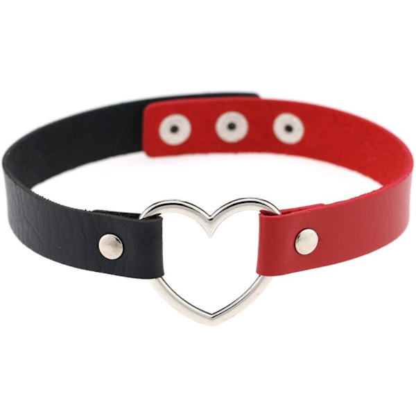 Piger elsker hjerte choker dobbelt farve PU læder krave punk krave choker halskæde