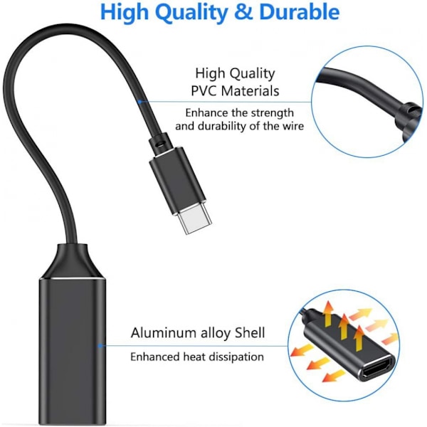 Usb C til Hdmi-adapter, Usb Type C til Hdmi 4k-adapter (Thunderbolt 3-kompatibel)