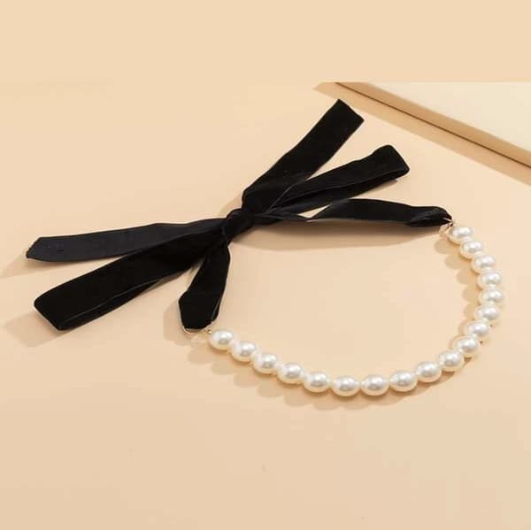 Moderne Perle Choker Halskæde Til Kvinder Daglig Brug (sort)