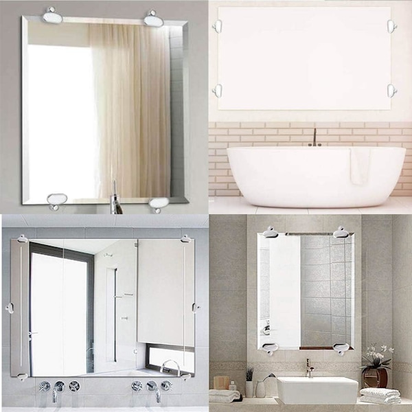 4 stk ovale speilklips 3-5 mm sinklegering glassklemme glasshyllebraketter, for hjem hotell kontor frisør arbeidsbenk bad speilklips