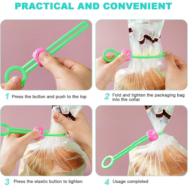 15 stk Matposeforsegler, Plastmatposeklips, Matklips for Snacksposer, Oppbevaringsposer, Ladingkabel