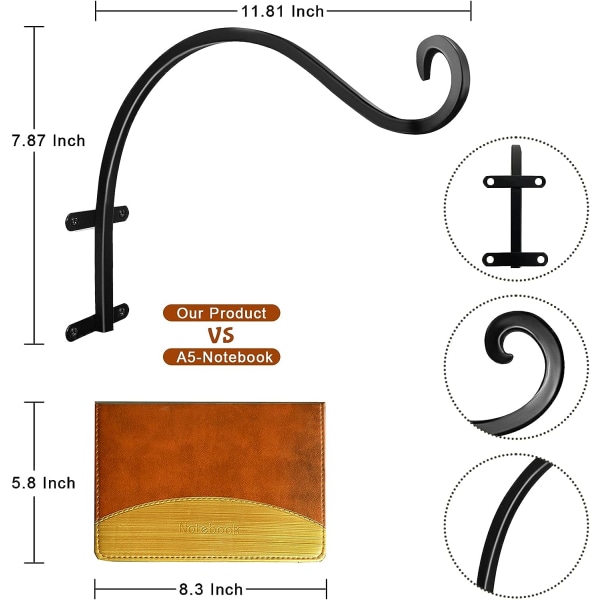 2 set 12 tum hängande växtställ tung metall vägg växtkrok Flo