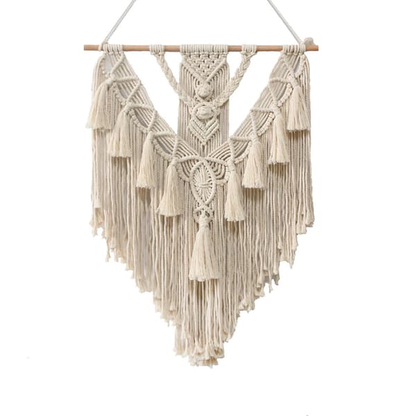 Bohemisk Macrame Väggbonad, 70x 55cm Vävda Macrame Väggbonad f
