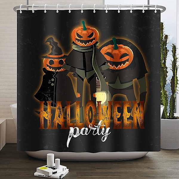 Græskar bruseforhæng Halloween fest badeværelse dekoration gardin