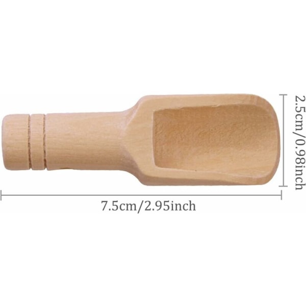 8 st kryddmått, liten badsaltssked, mini träskyffel