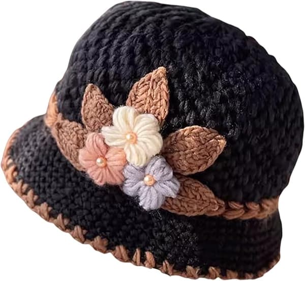 Fransk Tyk Kvinders Blomster Strikket-Ulden-Hætte Mode Beanie-Hætte Dame Hæklet-Spand-Hætte til Vinter