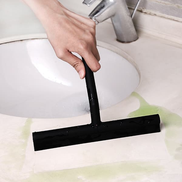 Bruse Squeegee med Silikonholder Rustfrit Stål Kerne Squeegee til Badeværelse Glasvindue Bilvindue - Sort