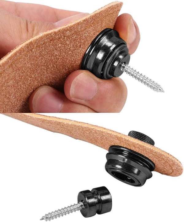 4 st Guitar Strap Locks Knappar Metall Strap Locks Stift för Akustisk Klassisk Elektrisk Gitarr Ukulele Bas, Svart