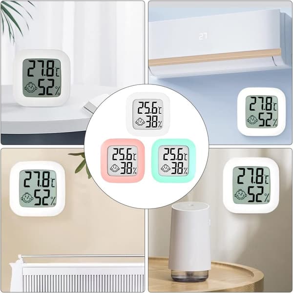 Sett med 3 stk. Mini Innendørs Termometer-Hygrometer, Nøyaktighetsindikator