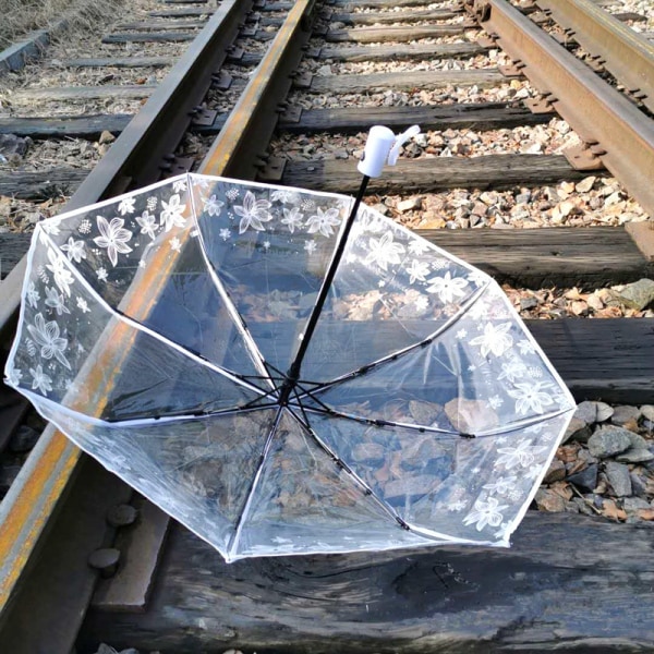 1-pack parapluie transparent femme fleur pliante blanc étudiant c