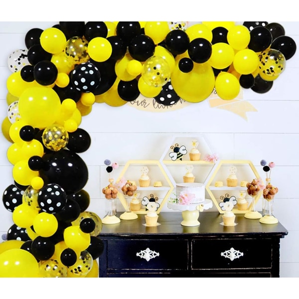 Yellow Black Balloon Garland Kit, 145 STK Humleballonger Garl