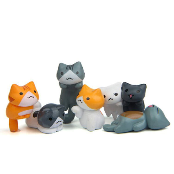 6 stk Miniatyr Lykkekatt Figurer, Søte Katt Leker Figurer DIY Cr