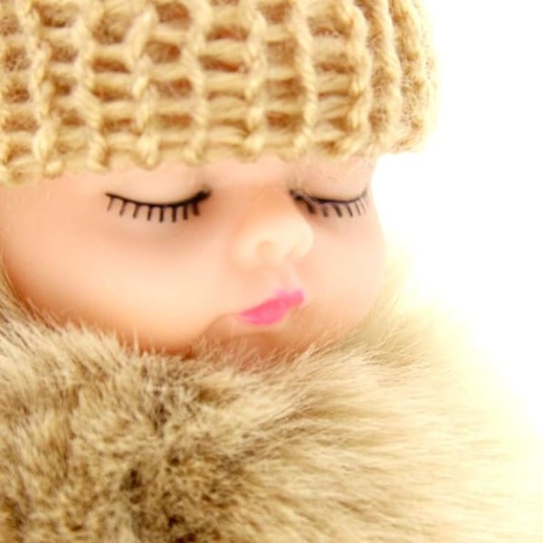 Pels Fluffy Nøgleringe, Sovende Babydukke Nøglering Pelsbold Bil Nøglering Taske Håndtaske Nøglering