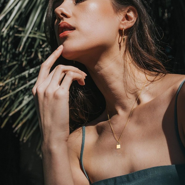 Söt Guld Lås Initial Halsband Initial Hänglås Skiktat Lås Halsband Personifierad Monogram Gammal Engelsk Graverad Alfabet Symbol Anpassat Brev Halsband