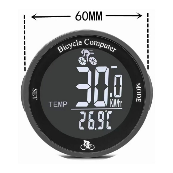 Vandtæt trådløs cykelcomputer kilometertæller speedometer med LCD B