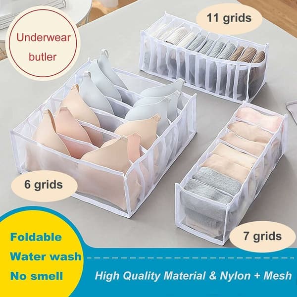 4-delt Organizer, BH-oppbevaring med 6 rom, Klesoppbevaring