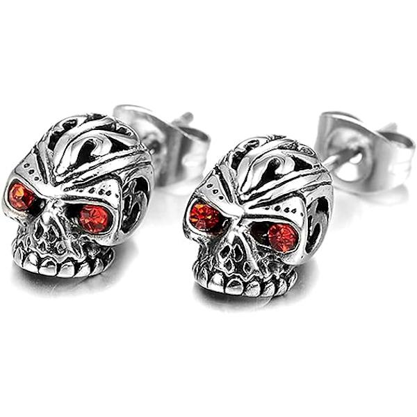 Punk Rock Titanium Stål Blomstermønster Krystal Øje Hoved Skull Stud Ea