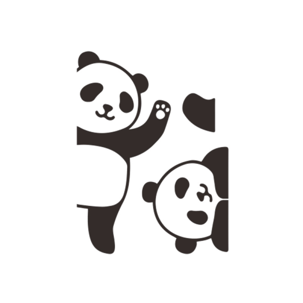 Et sett med tegneserie-panda-veggklistremerker Kreativ og søt veggdekor