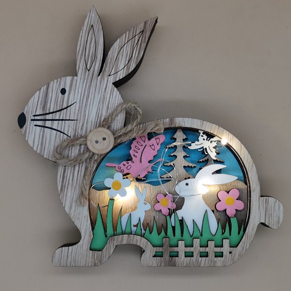 3D Ljus Upp Påsk Trä Vår Dekor Kanin Ägg Påsk DIY Bordsskiva Hantverk för Glad Påskdag Barnrum Hem Gåva, Lysande Påskdekor