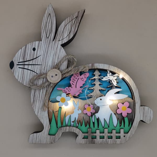 3D lysende påske tre vårdekor kanin egg påske DIY