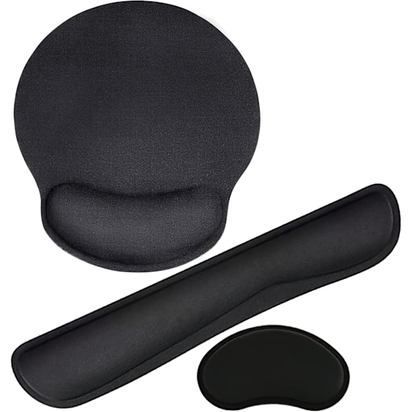 Tangentbords handledsstöd kit, Ergonomisk musmatta med handledsstöd Halkfri matta Memory Foam Musmatta Skrivbordstillbehör för dator, Laptop (Svart)
