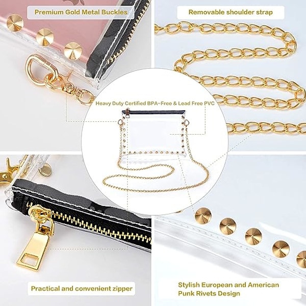 Liten genomskinlig väska Crossbody väska Genomskinlig handväska Genomskinlig godkänd PVC-väska