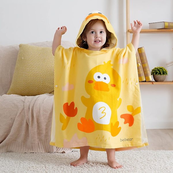 Baby badehåndklæder, super blød bomulds baby svøb, baby hætte strandhåndklæde til drenge piger, maskinvaskbar, 63,5 x 58,4 cm (gul)