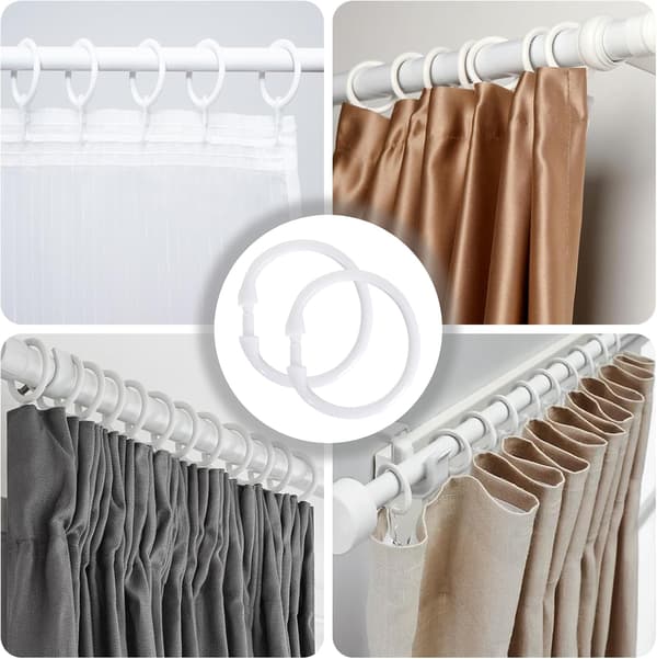 10-pack Duschdraperiringar i Plast, Duschdraperikrokar, Stora Draperiringar, Gardinstångsringar, O-formade Ringar för Dörr- och Fönstergardiner (Vit)