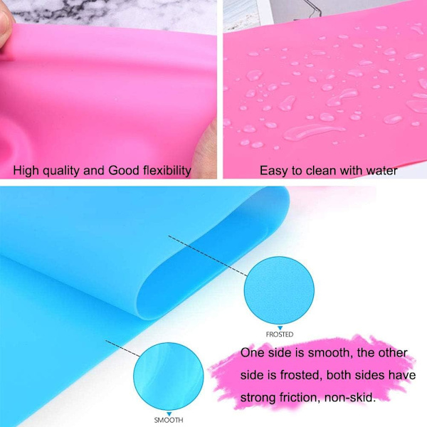 Silikon Epoxy Resin Matte 2 stk Store Non-stick Silikon Plasser Med Børster Silikon Resin Ark 30*40cm