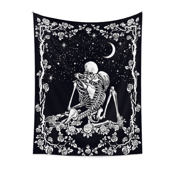 Black and White Wall Tapestries, Tarot Skeleton Wall Hanging, Kis