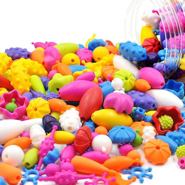 Mångfald av Pop Beaded Pop Beads 500+ Snap Together DIY Bead Kit f