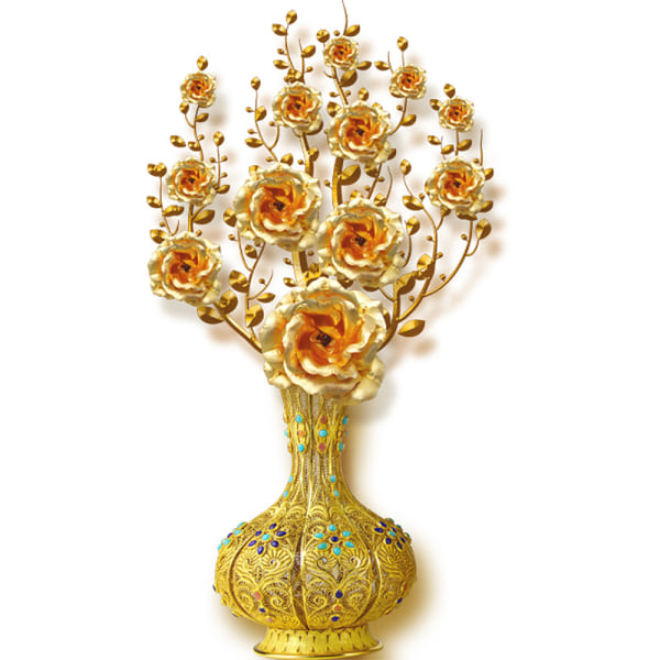 Kreativa väggklistermärken blommor i gyllene vas avtagbar väggdekor