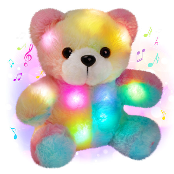LED Plysj Teddybjørn Fargerik Lys Opp Fylt Dyr Slapp Nattlys
