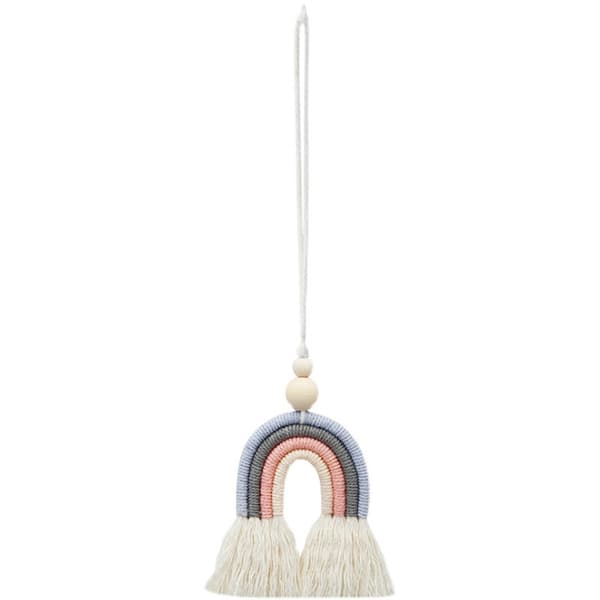 3-delt bilindvendig spejlpynt, macrame vægophæng, macra