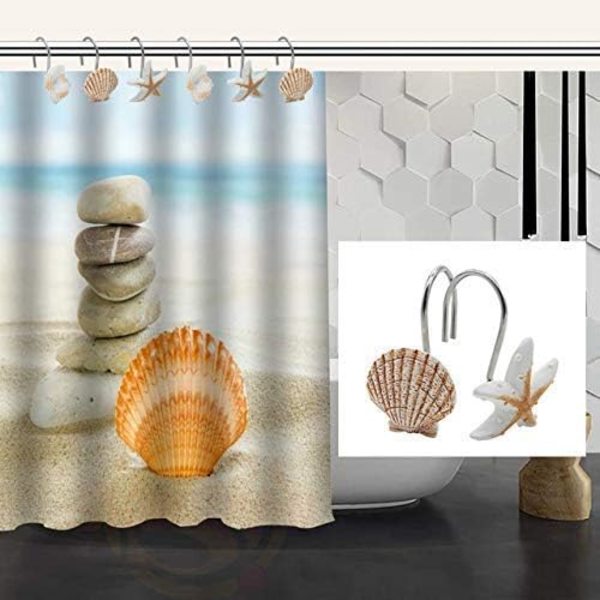 Seashell bruseforhængskroge, 12 rustfrie dekorative kroge i harpiks