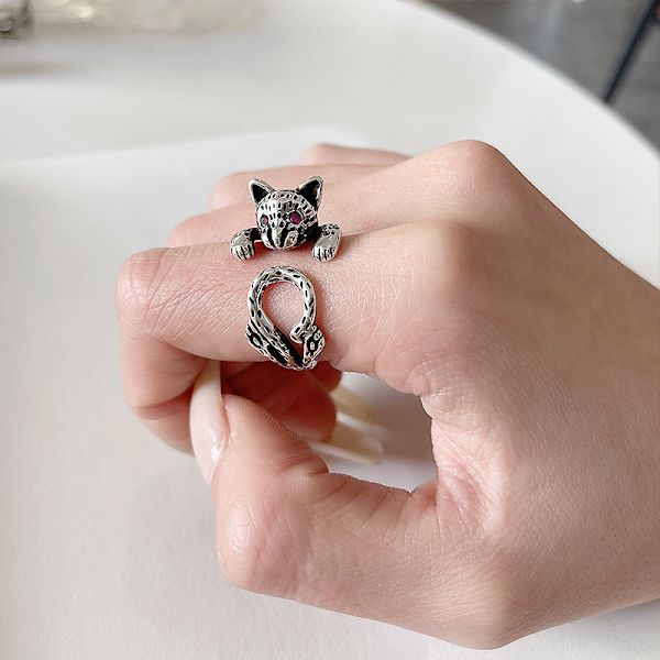 Vintage åben ring 925 Thai sølv punk personlig ring