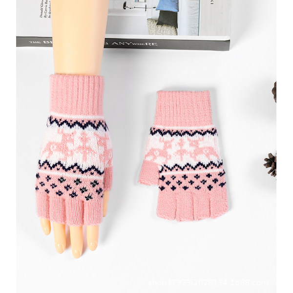 2 Par Fingerlösa Vantar Halvfinger Varma Stickade Handskar